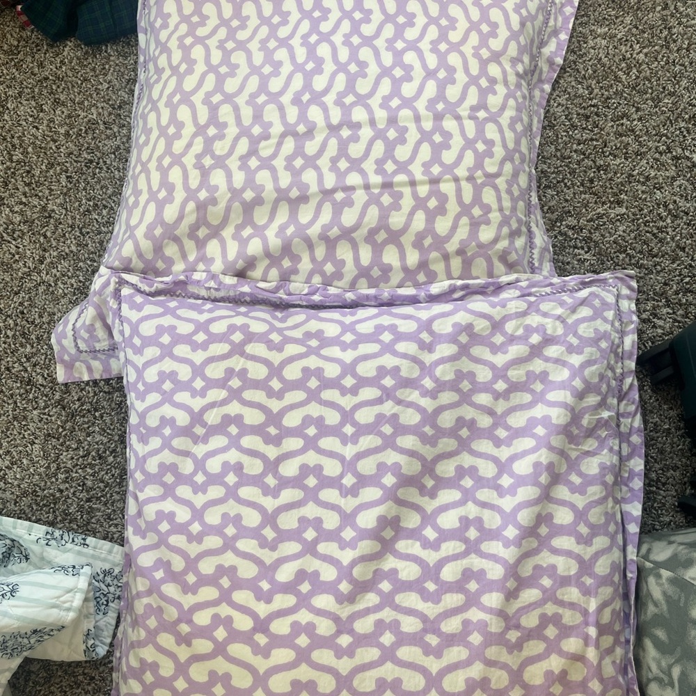 Roller Rabbit Lavender and Cream Pillow Set